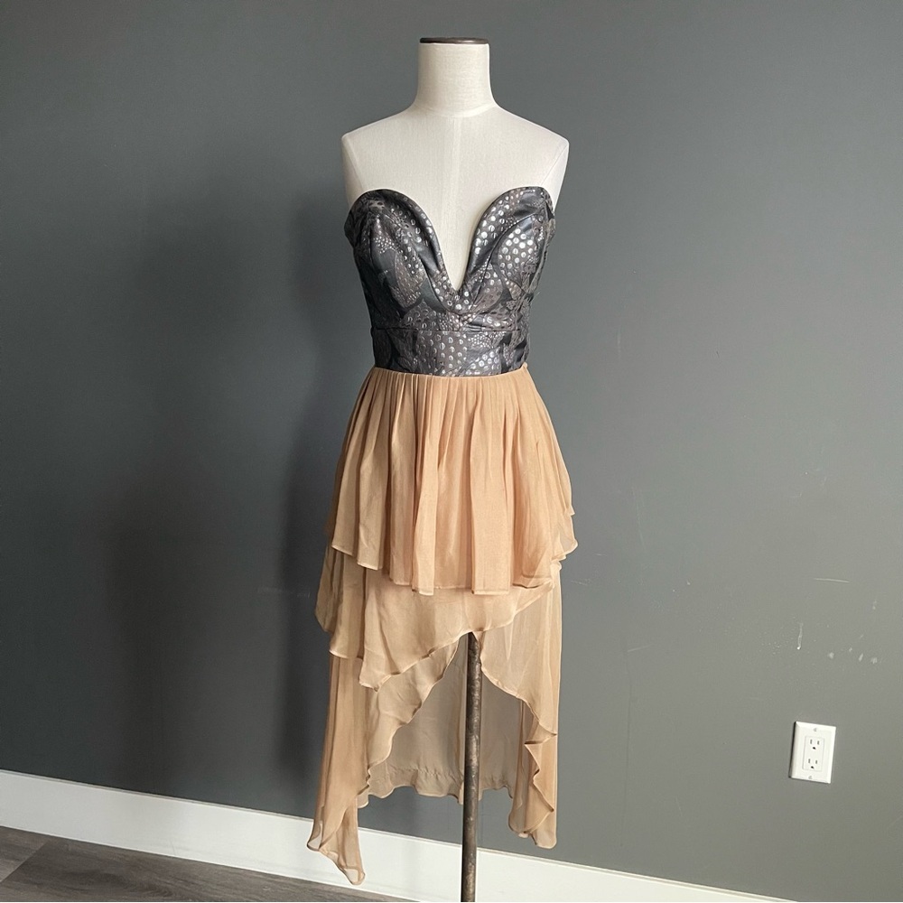 Anilee Strapless High Low Dress | Silk Lined Metallic Mermaid Fairy Bohemian